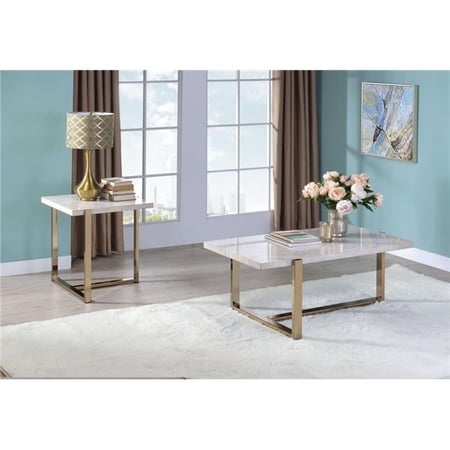Feit Coffee Table - Faux Marble & Champagne - 18 x 43 x 26 in.
