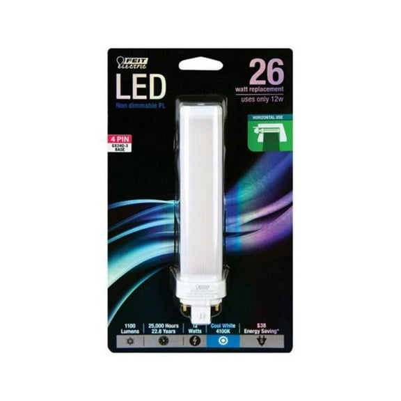 Feit Electric 12 Watt (26 Watt Equivalent) Cool White PL Quad Pin Base GX24Q-3 LED Light Bulb