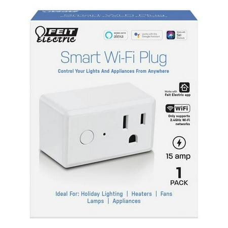 FEIT ELECTRIC - Indoor Smart Wi-Fi Single Outlet Wall Plug - White