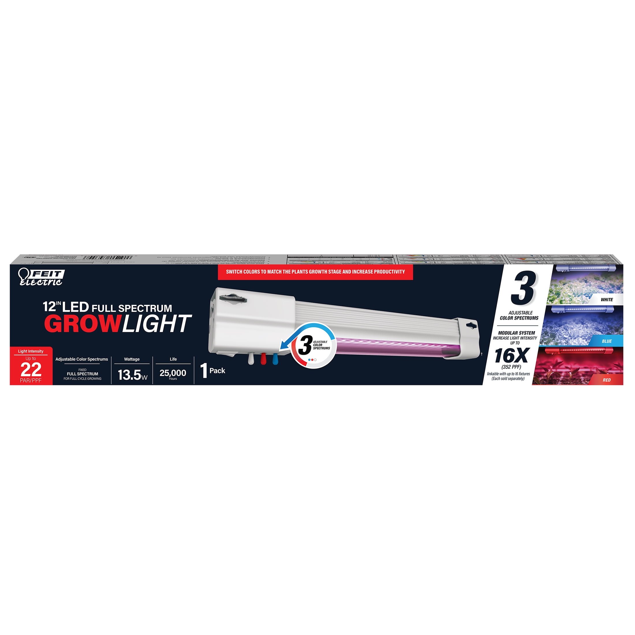 Feit Electric 13.5W LED Grow Light Adjustable Vertical Mount Full