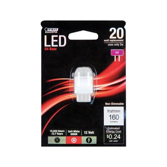 Feit Electric 2 watts G4 LED Bulb with 160 Lumens Soft White Specialty 20 watts Equivalence