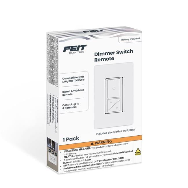 Feit Electric 3019179 200W Paddle Smart Enabled Dimmer Switch with Remote Control, White