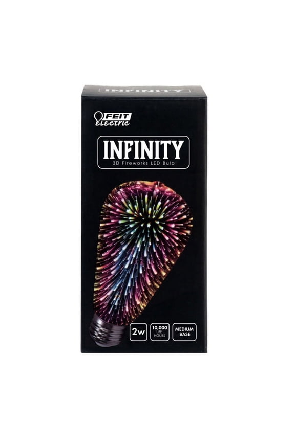 LED 2W Decorative 3D Fireworks Effect, ST19, Medium E26 Base, Non-Dimmable Light Bulb 1Pk