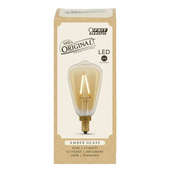 Feit Electric 3.5W (25 Watt Equiv.) Original Vintage Soft White LED Light Bulbs, ST15, E12, Dimmable