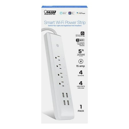 FEIT ELECTRIC - Smart Wi-Fi Power Strip with USB Ports - White