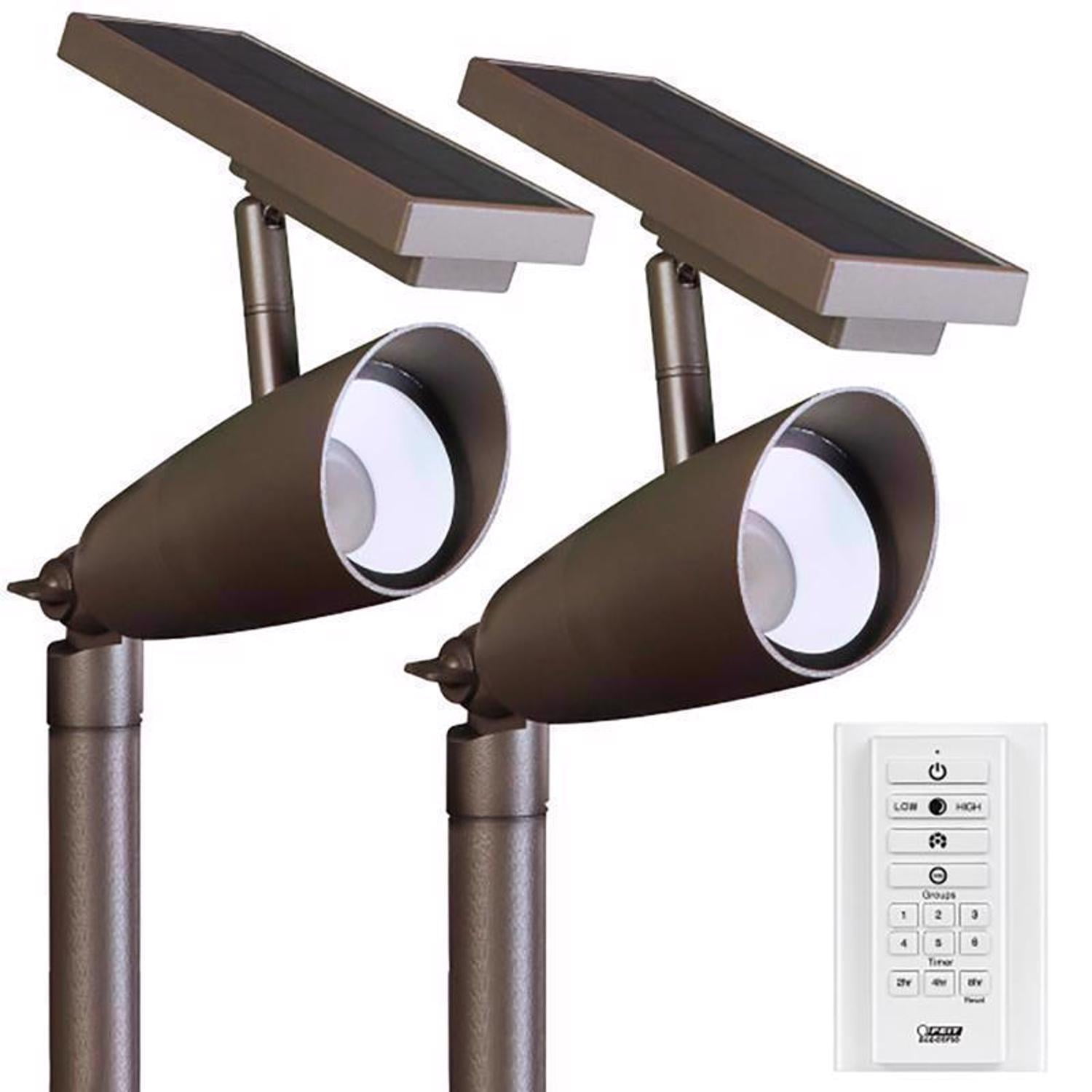 Feit OneSync Landscape Bronze Solar LED Spotlight Starter Kit, 2 Spotlights plus Remote