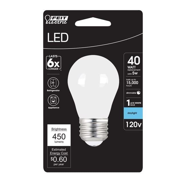 Feit Electric 3011902 40W Equivalence A15 E26 Medium Filament LED Bulb Daylight, Pack of 6