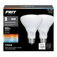 thumbnail image 1 of Feit Electric 3018667 100W BR30 E26 Adjustable Equivalence Medium LED Bulb, White - Pack of 2, 1 of 1