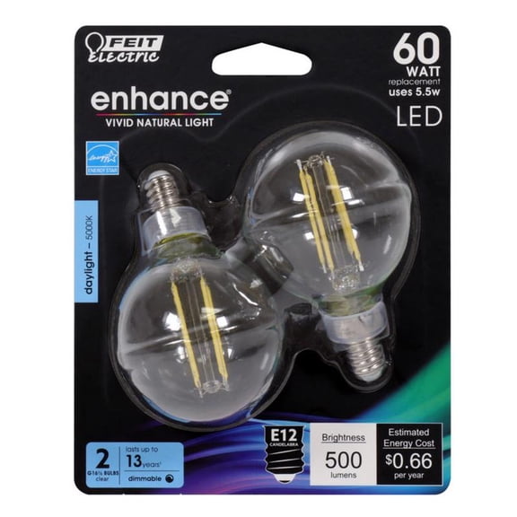 Feit Electric 31137 - BPG1660950CAFIL/2/RP Globe Style Antique Filament LED Light Bulb