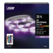 Feit Electric 32' Indoor/Covered Patio Color Changing LED Strip Light with Remote, RGB LED Plug-in