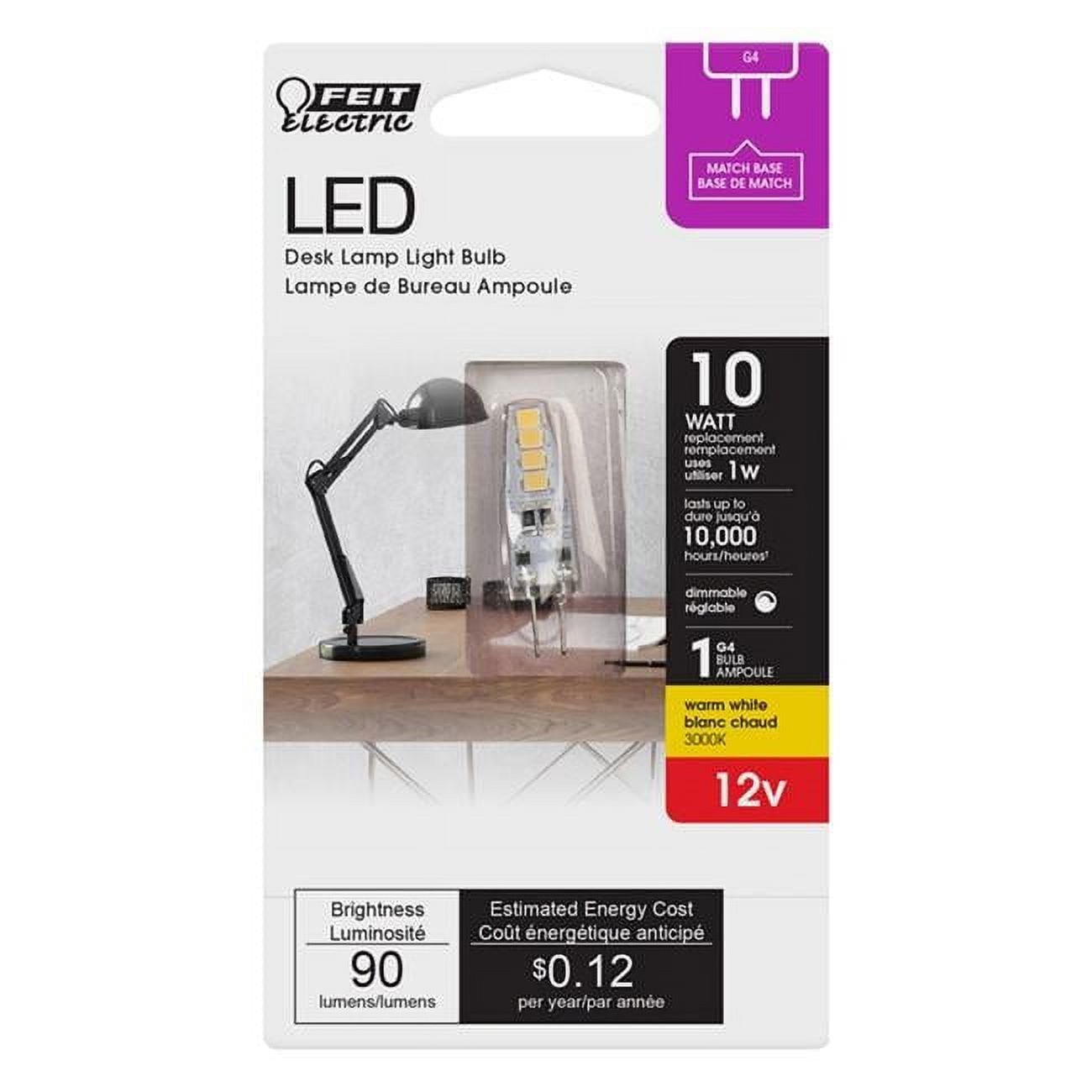 Feit 2W Warm White Bi-Pin Dimmable LED Bulb