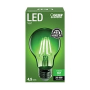 Feit Electric 4.5 Watt (40W Equivalent) Clear Glass A19 Green Filament E26 Medium Base, Dimmable LED