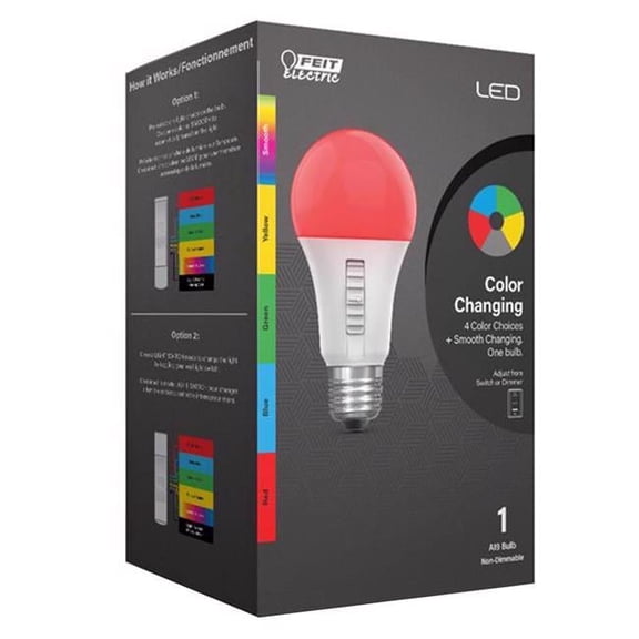 Feit Electric  4.5W A19 E26 Party Bulb, Multi Color