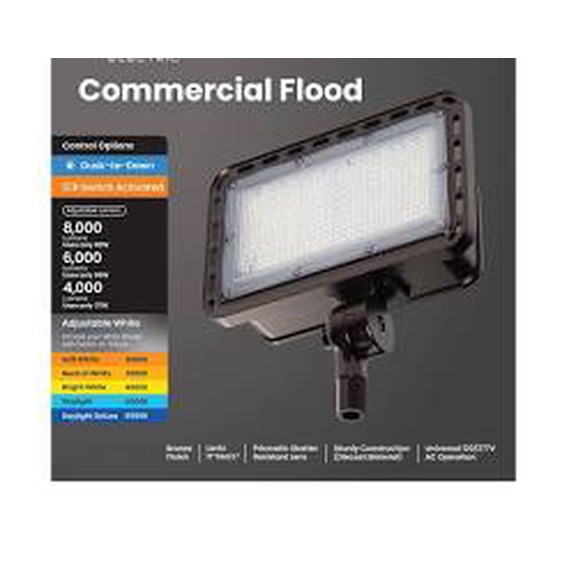 Feit Electric 4000/6000/8000 Lumen Select Integrated LED Selectable 5CCT Bronze Dusk to Dawn Commercial Ground/Wall Flood Light