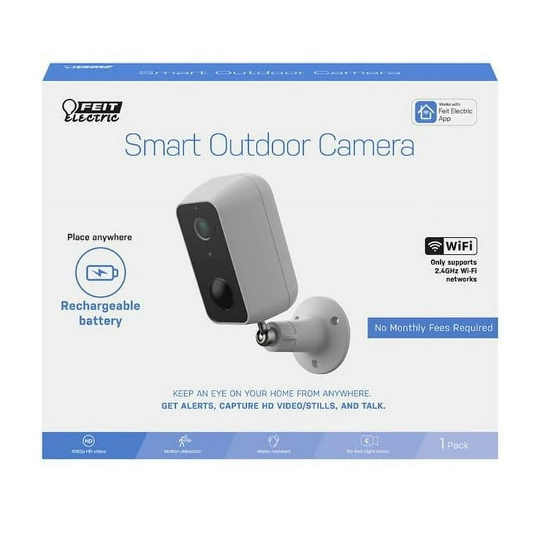 Feit Electric Battery Powered Outdoor Black/White Wi-Fi Security Camera Feit Electric Battery Powered Outdoor Black/White Wi-Fi Security Camera