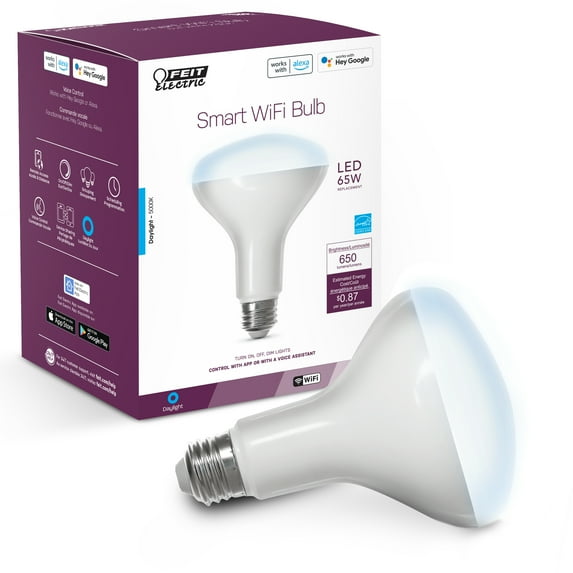 Feit Electric 7.2W (65W Equivalent) Smart Daylight LED Light Bulb, BR30, Medium E26 Base, Dimmable