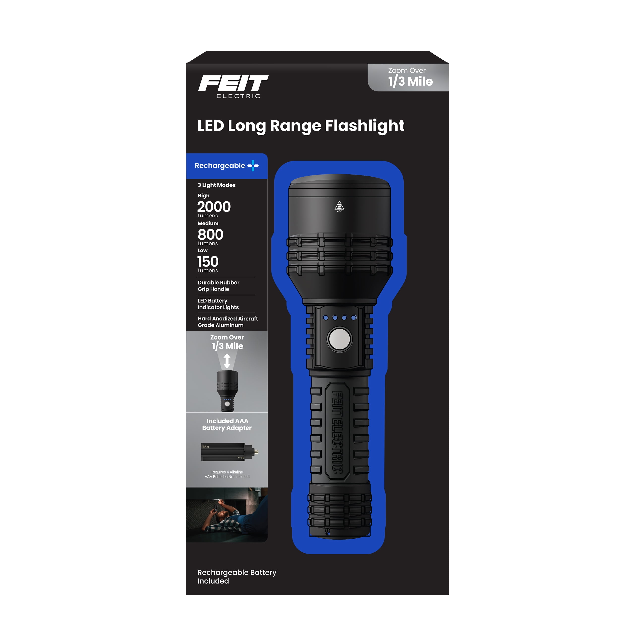 Feit Electric 7.5" Long Range Rechargeable LED Flashlight