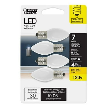 Feit Electric  7 watt Equivalence 0.5 watt 30 Lumen C7 Nightlight LED Bulb, Warm White - Pack of 4