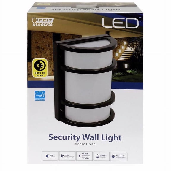 Feit Electric 73702 Security Wall Light, Solid Bronze