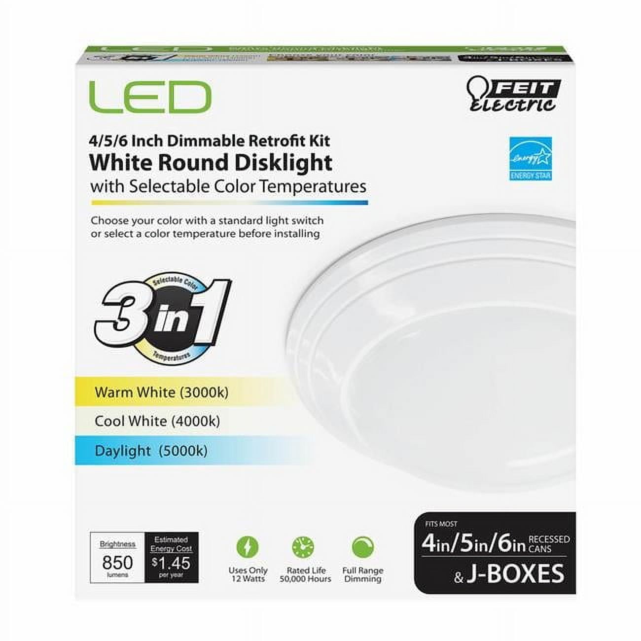 Feit 7.5 Inch White Aluminum LED Disklight Retrofit Kit