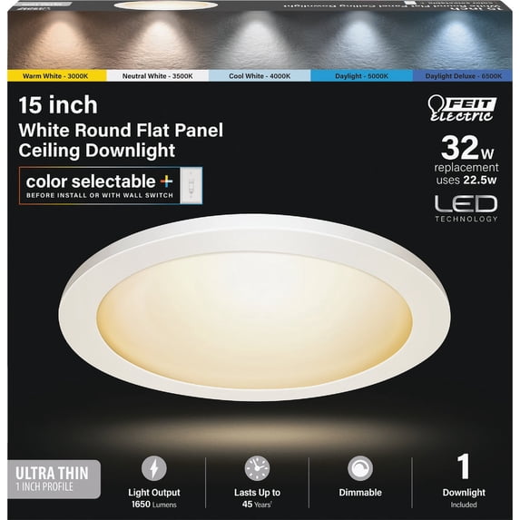 Feit Electric Edge-Lit 15 In. White Round 6-Way LED Flush Mount Light 74212/6WY