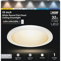 15-Inch White Round Aluminum LED Flush Mount Light