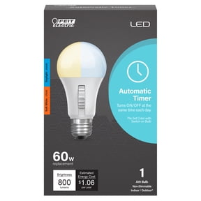 Feit Electric 8.8W (60W Equivalent) Color Selectable, Timer, A19 Medium (E26) Base, LED Light Bulb