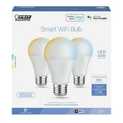 Feit Electric 8.8W 60W Replacement Tunable White E26 Base A19 Smart WiFi LED Light Bulb 3-Pack