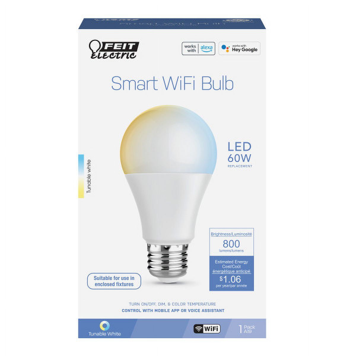 Feit Smart WiFi Dimmable Tunable White LED Bulb