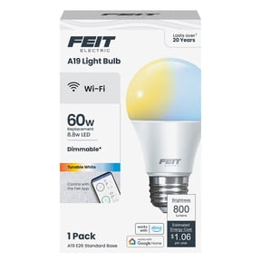 Feit Electric 8.8W (60W Replacement) Tunable White E26 Base A19 Smart WiFi LED Light Bulb