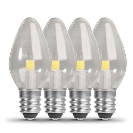 Feit Electric BP7C7/850/LED/4 0.6W 7W Equivalent 30 Lumen Candelabra Base LED C7 Night Light Bulb, 2.1"H x 0.9"D, 5000K (Daylight), 4 Piece