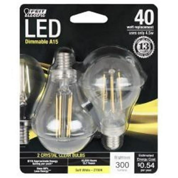 Feit Electric BPA1540C827LED2 A15 LED Light Bulb, 4.5 Watts, Clear