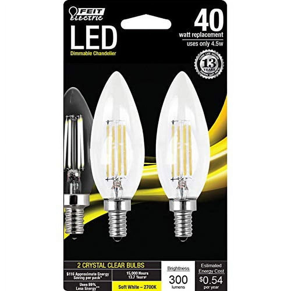 Feit Electric BPCTC40927CA/FIL2/RP 40W EQ DM Candelabra LED Light Bulb ...