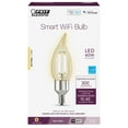 thumbnail image 1 of Feit Electric CFC40/927CA/FIL/AG 40 Watt Equivalent WiFi Dimmable, No Hub Required, Alexa or Google Assistant, Flame Tip Filament Chandelier LED Smart Light Bulb, 4.3" H x 1.4" D, 2700K Soft White, 1 of 10