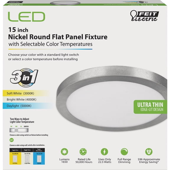 Feit Electric Edge-Lit 4-Way LED Disc Flush Mount Ceiling Light Fixture - Pack of 2
