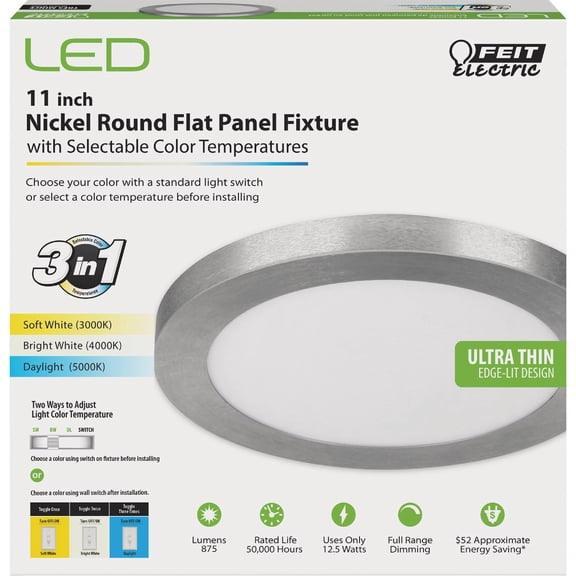 Feit Electric Edge-Lit 4-Way LED Disc Flush Mount Ceiling Light Fixture - Pack of 8