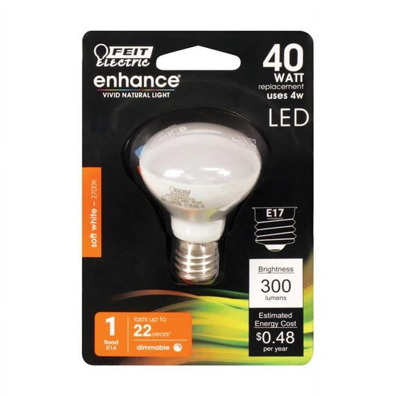Feit Electric  Enhance 4W R14 LED Bulb, 300 Lumens - Soft White, Pack of 4