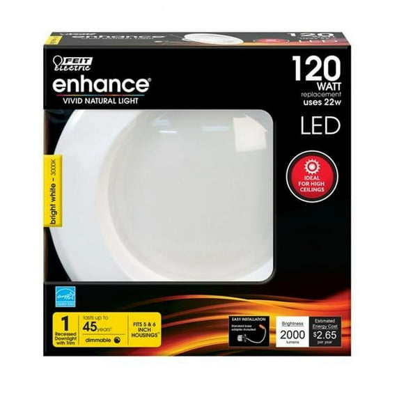 Feit Electric Enhance Daylight 5-6 in. W Aluminum LED Dimmable Recessed Downlight 120 watt equivalency