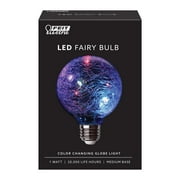 Feit Electric Fairy LED 1 Watt RGB Crackle Glass Light Bulb, G25, Medium (E26) Base, Non-Dimmable