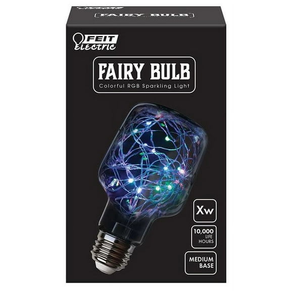 Feit Electric Fairy LED 1 Watts RGB Light Bulb, Mini Cylinder, Med (E26) Base, Clear, Non-Dimmable