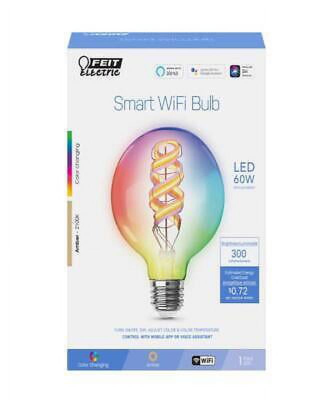 Feit Electric G30 E26 (Medium) LED Smart Bulb Color Changing 60 Watt