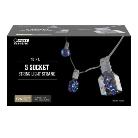 Feit Electric Indoor/Outdoor10' 5 Socket String Light Strand (Medium Base Bulbs Sold Separately)
