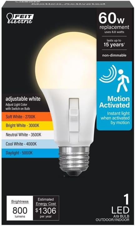 Feit Electric Adjustable White Motion Activated LED Bulb