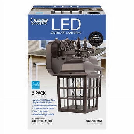 Feit Electric LED Weatherproof Lanterns 2 Pack, Oil Rubbed Bronze
