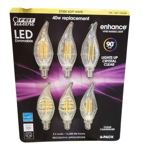 Feit Electric Led Chandelier Bulbs 40W 6 Pack Soft White