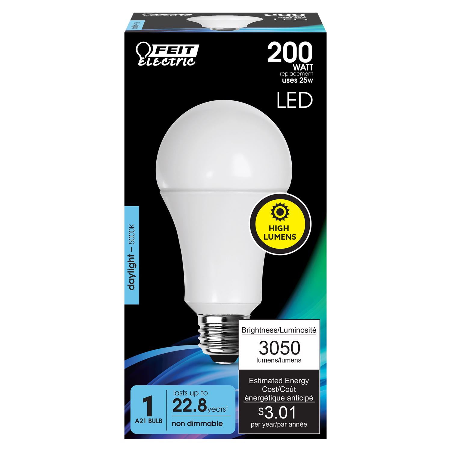Feit Electric White Frosted 25W LED A21 Bulb