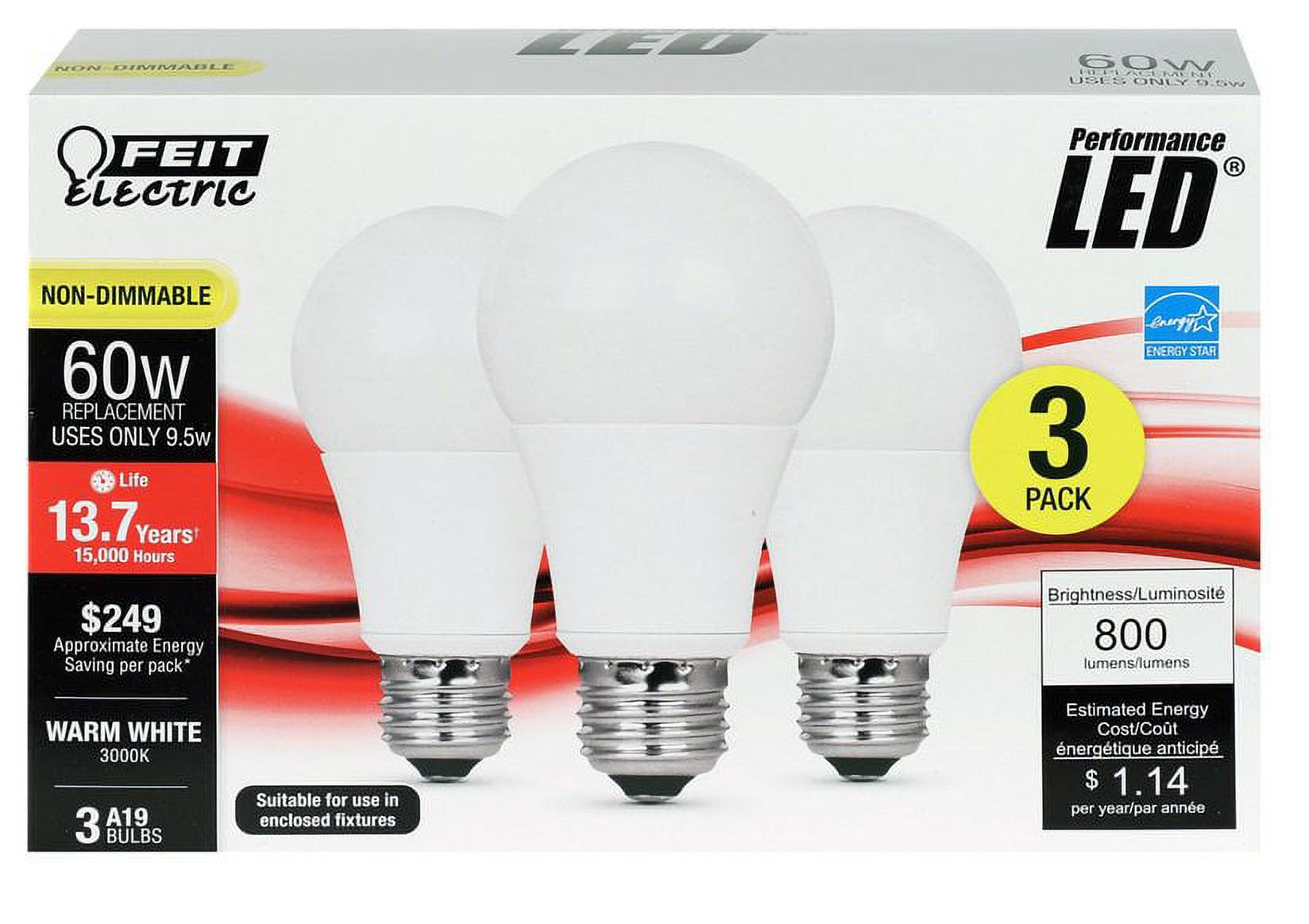 Feit Electric OM60/83015KLED3 ALine Omni LED Light Bulb, 91/2 watts