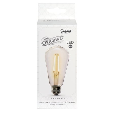 Feit Electric Original Vintage LED 5.5 Watt (60W Equivalent) Soft White Light , ST19, E26, Dimmable