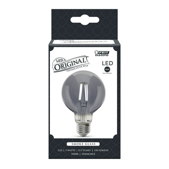 Feit Electric Original Vintage LED 5W (40 Watts Equivalent) Daylight Light Bulb, G25, E26, Dimmable