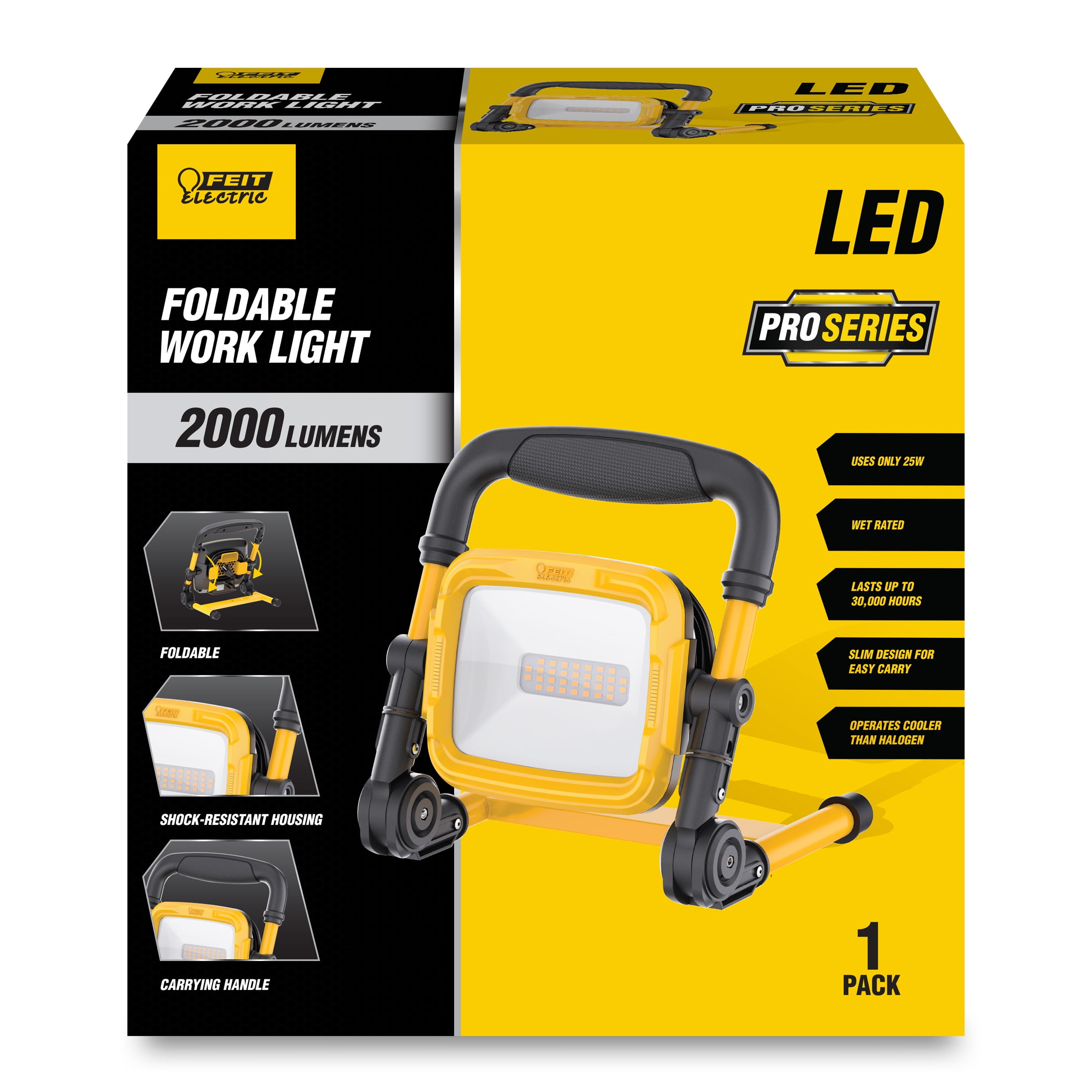 Feit Electric Pro Series LED 24W Plug-in Foldable Work Light  5000K Daylight Brightness 2000 Lumen